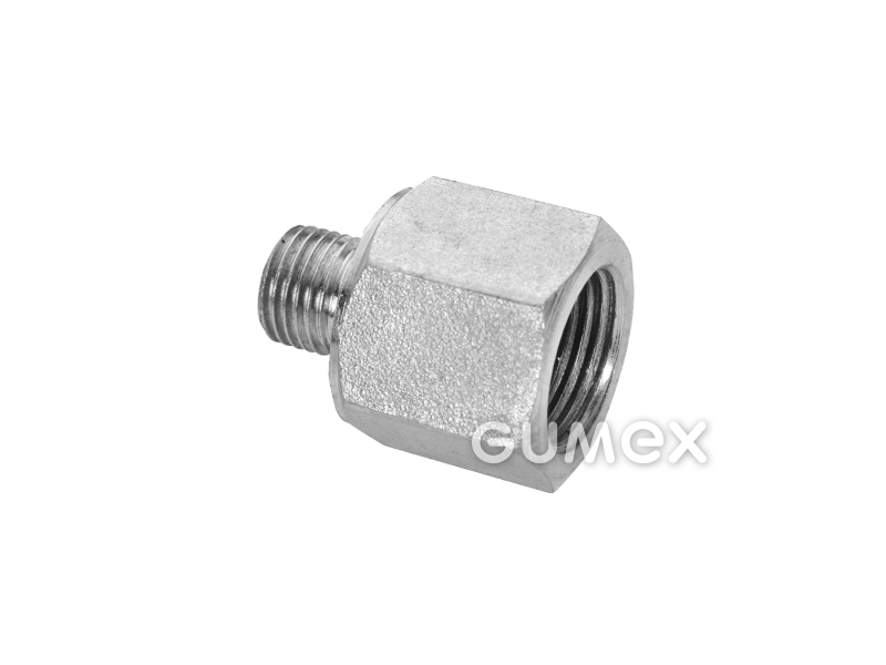 Šroubení pro hydrauliku vysokotlaké redukované, vnější závit BSPP 1/4" - vnitřní závit BSPP 1/4", těsnění těleso, těsnění koncovka, ocel